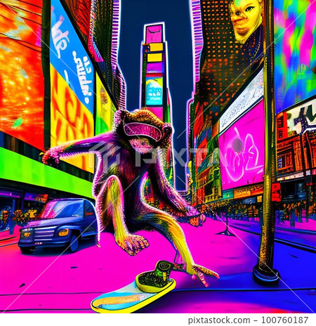 Monkey rides a skateboard Monkey rides a skateboard 100760187