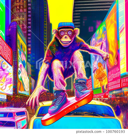 Monkey rides a skateboard Monkey rides a skateboard 100760193