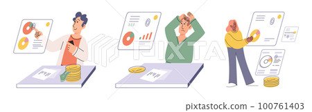 Budget plan concept. Evaluates his income and expenses, analyzes investments and savings Budget plan concept. Evaluates his income and expenses, analyzes investments and savings 100761403