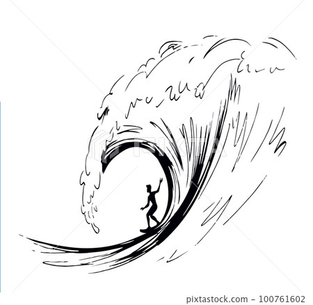 Big sea wave. Vector drawing Big sea wave. Vector drawing 100761602