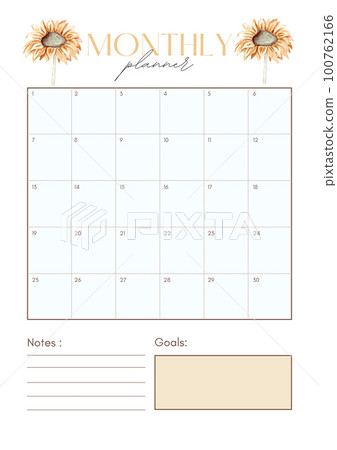 Minimalistic planners , daily, weely, monthly. Annual wall calendar planner template. Week starts on Monday.Clear and simple printable to do list. Business organizer page. Paper sheet. 100762166