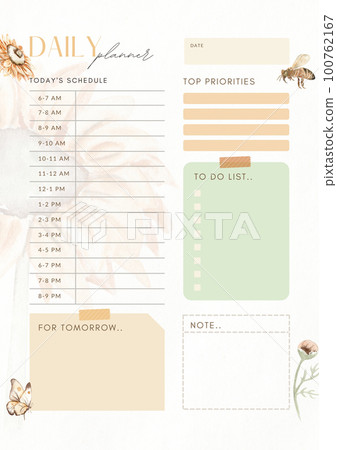 Minimalistic planners , daily, weely, monthly. Annual wall calendar planner template. Week starts on Monday.Clear and simple printable to do list. Business organizer page. Paper sheet. 100762167