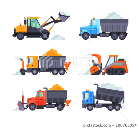 Different Snowplow or Snowplough Machine Vector Set 100763054