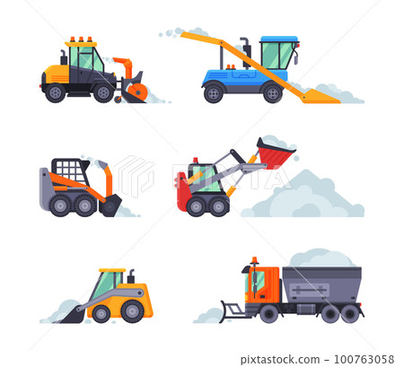 Different Snowplow or Snowplough Machine Vector Set 100763058
