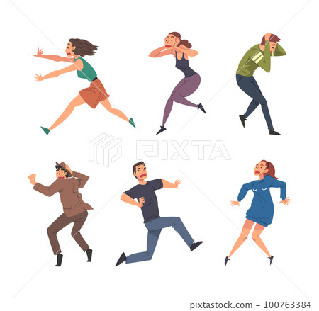People Afraid of Something Scared and Shocked Vector Set 100763384