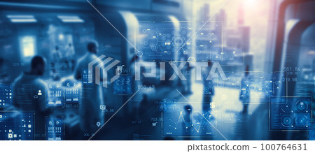 Future research institutes and technologies Horizontal visuals for banners and advertisements 100764631