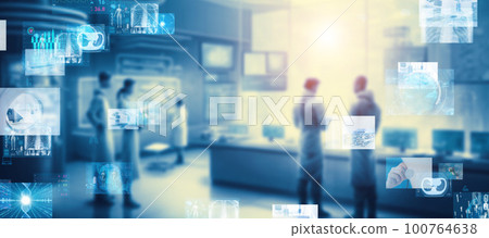 醫療技術橫幅和廣告的水平視覺效果 100764638