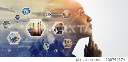 橫幅和廣告的商業策略水平視覺效果 100764674