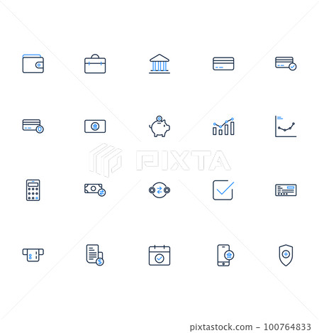 Finance icons. Finance outline icon set. Vector illustration. 100764833