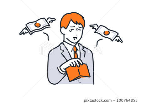 Simple vector illustration material of a young businessman who is short of money Simple vector illustration material of a young businessman who is short of money 100764855