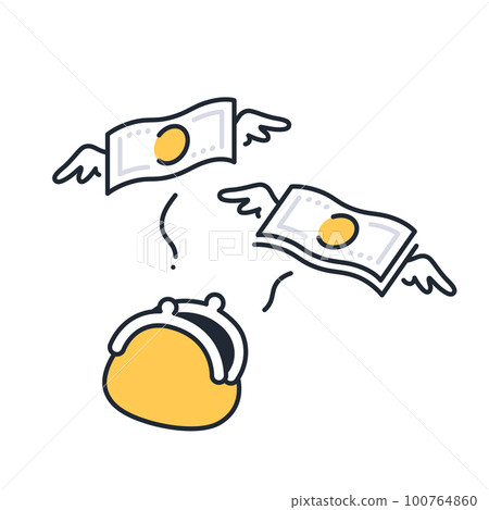 A simple vector icon illustration material in which money flies out of a coin purse A simple vector icon illustration material in which money flies out of a coin purse 100764860