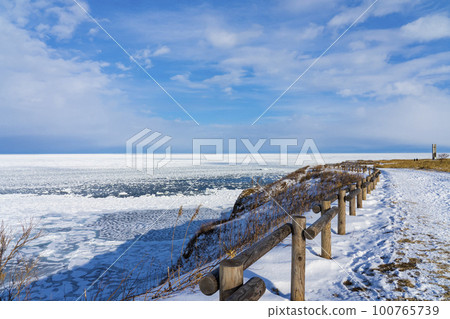 【北海道】冬季網走能取岬的流冰 【北海道】冬季網走能取岬的流冰 100765739