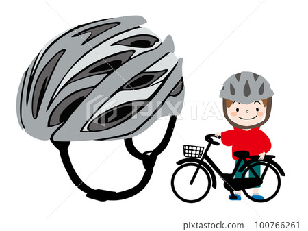 Illustration to enlighten the wearing of a bicycle helmet 100766261