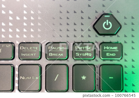 Keys with illumination, notebook keyboard close-up 100766545