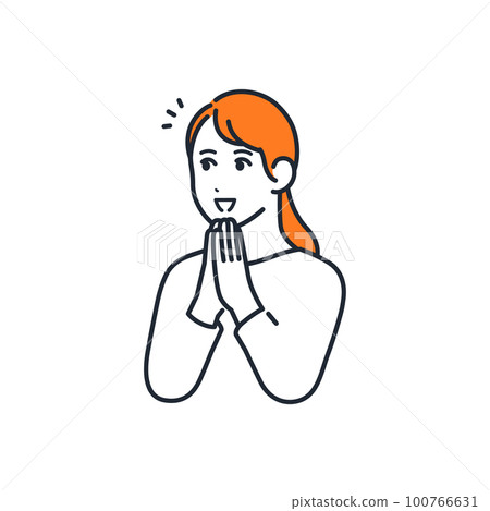 A simple vector illustration material of a young woman who admires 100766631