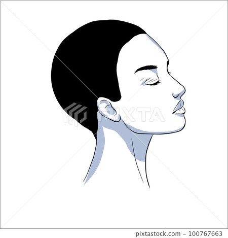 Vector portrait of beautiful woman in black and white. Gentle silhouette, fashion illustration 100767663