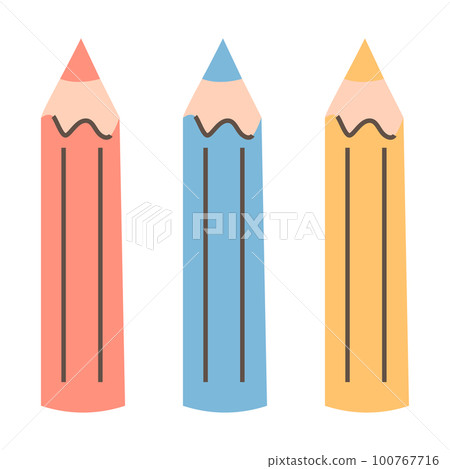 Set Of Colored Pencil Collection Isolated Vector Illustration