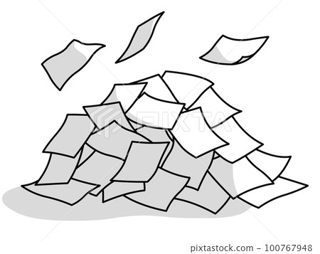 一堆亂七八糟的亂七八糟的紙和文件被遮住了 100767948