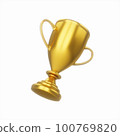 3D Rendering Golden Award Trophy Cup isolated on white background 100769820