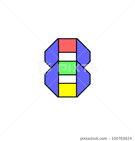 Font alphabet folded from colored paper, number made in multi-colored ribbon, vector illustration 10EPS Font alphabet folded from colored paper, number made in multi-colored ribbon, vector illustration 10EPS 100769824
