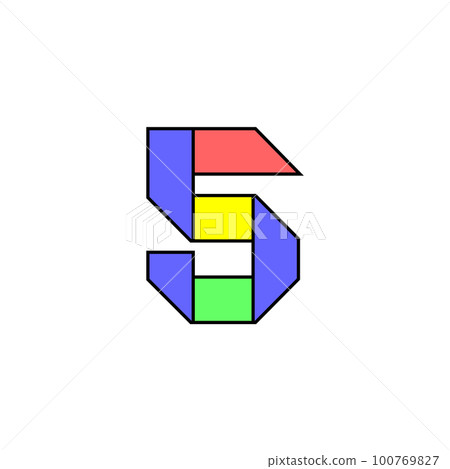 Font alphabet folded from colored paper, number made in multi-colored ribbon, vector illustration 10EPS Font alphabet folded from colored paper, number made in multi-colored ribbon, vector illustration 10EPS 100769827