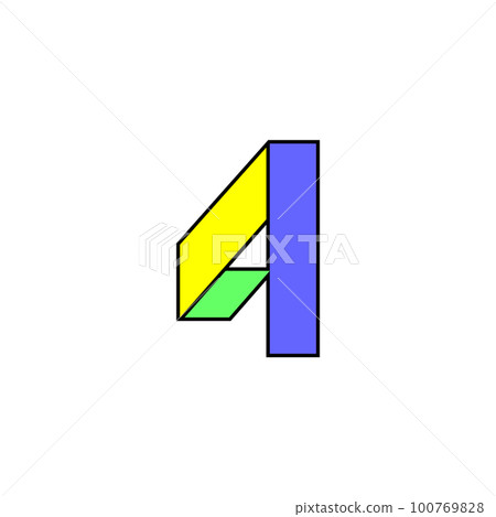 Font alphabet folded from colored paper, number made in multi-colored ribbon, vector illustration 10EPS 100769828
