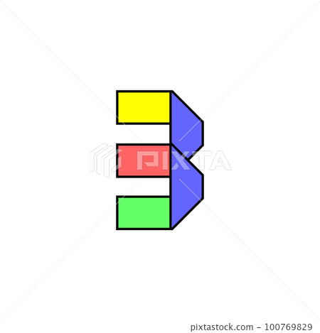 Font alphabet folded from colored paper, number made in multi-colored ribbon, vector illustration 10EPS 100769829