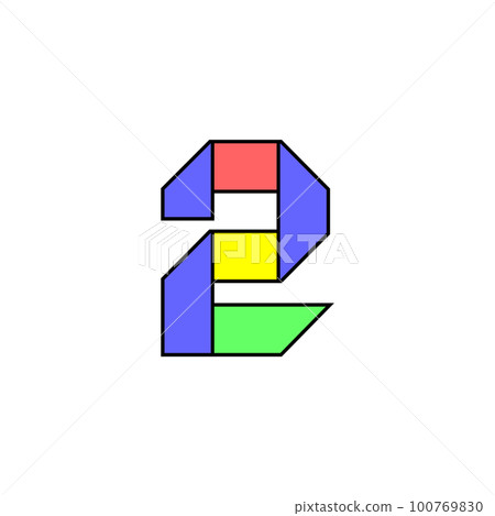 Font alphabet folded from colored paper, number made in multi-colored ribbon, vector illustration 10EPS Font alphabet folded from colored paper, number made in multi-colored ribbon, vector illustration 10EPS 100769830