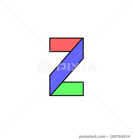 Font alphabet folded from colored paper, letter made in multi-colored ribbon, vector illustration 10EPS 100769834