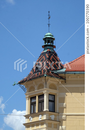 Architecture of Ptuj, town on the Drava River banks, Lower Styria Region, Slovenia Architecture of Ptuj, town on the Drava River banks, Lower Styria Region, Slovenia 100770390
