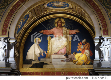 Saint Francis Xavier presenting to Jesus Christ the people he has converted, St Francis Xavier's Church in Paris, France Saint Francis Xavier presenting to Jesus Christ the people he has converted, St Francis Xavier's Church in Paris, France 100770410