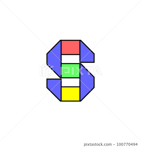 Font alphabet folded from colored paper, letter made in multi-colored ribbon, vector illustration 10EPS Font alphabet folded from colored paper, letter made in multi-colored ribbon, vector illustration 10EPS 100770494