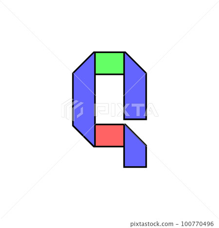 Font alphabet folded from colored paper, letter made in multi-colored ribbon, vector illustration 10EPS Font alphabet folded from colored paper, letter made in multi-colored ribbon, vector illustration 10EPS 100770496
