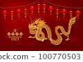 Post card for Happy chinese new year 2024 Year of Dragon. Charecter with asian style. Chinese is mean Happy chinese new year. 100770503