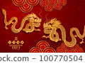 Post card for Happy chinese new year 2024 Year of Dragon. Charecter with asian style. Chinese is mean Happy chinese new year. 100770504