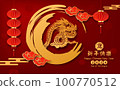 Post card for Happy chinese new year 2024 Year of Dragon. Charecter with asian style. Chinese is mean Happy chinese new year. 100770512