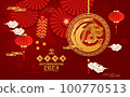 Post card for Happy chinese new year 2024 Year of Dragon. Charecter with asian style. Chinese is mean Happy chinese new year. 100770513