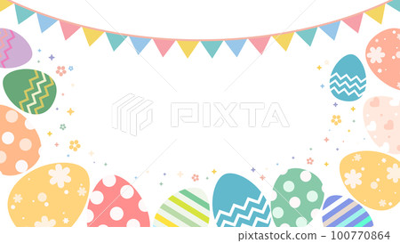 Cute Easter egg & garland background frame material Transparent background Cute Easter egg & garland background frame material Transparent background 100770864