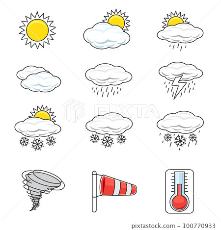 outline and flat design weather icon set outline and flat design weather icon set 100770933