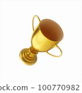 3D Rendering Golden Award Trophy Cup isolated on white background 100770982