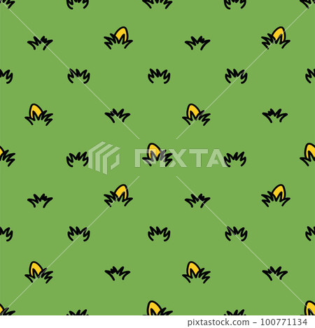 Easter eggs in green grass seamless spring pattern. Wrapping paper background, Easter Cards 100771134
