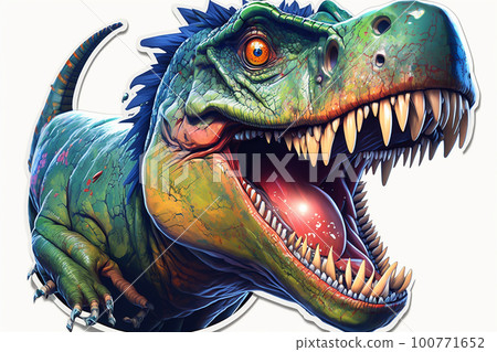 Dinosaur (Tyrannosaurus) 3D illustration sticker style Generative AI "AI generated image" 100771652