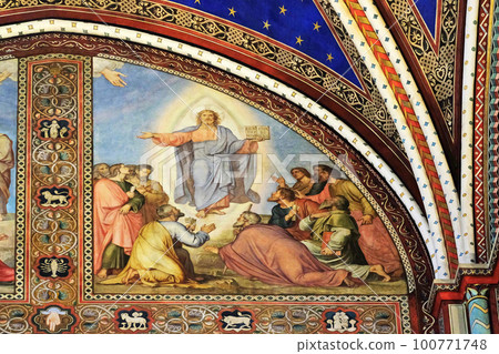 Fresco in the Saint Germain des Pres Church, Paris, France 100771748