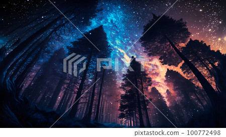 fantastic summer night forest with stars and nebulas, neural network generated art fantastic summer night forest with stars and nebulas, neural network generated art 100772498