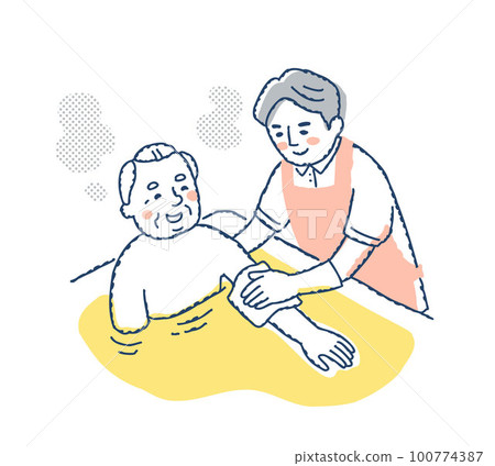護理人員協助老人沐浴 護理人員協助老人沐浴 100774387