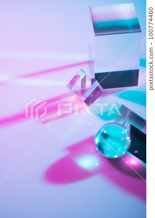Glass crystal prism. Multicolor light effect Glass crystal prism. Multicolor light effect 100774460