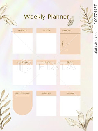 Minimalistic planners , daily, weely, monthly. Annual wall calendar planner template. Week starts on Monday.Clear and simple printable to do list. Business organizer page. Paper sheet. 100774977