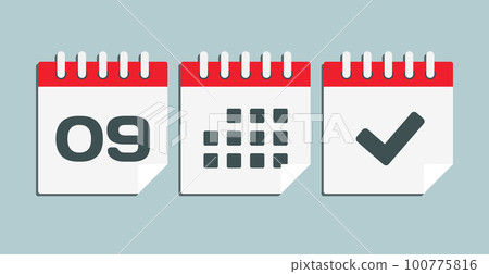 Vector icon page calendar - 9 day, agenda, done 100775816