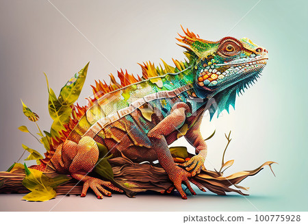 Iguana illustration Generative AI 