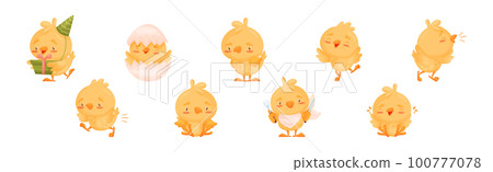 Funny Yellow Chicken Engaged in Different Activity Vector Set Funny Yellow Chicken Engaged in Different Activity Vector Set 100777078
